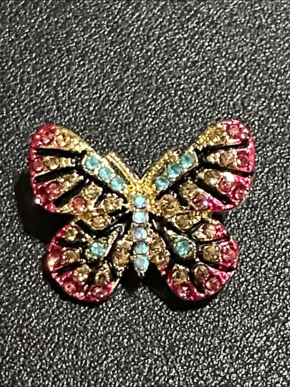 Roman 2017 Bereavement 18k Gold Plate & Crystal Accent Butterfly Brooch